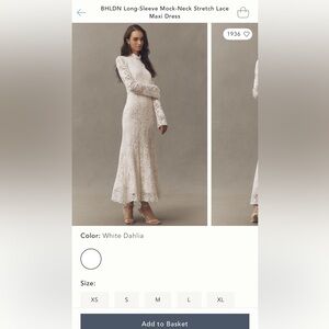 BHLDN Long-Sleeve Mock-Neck Stretch Lace Maxi Dress